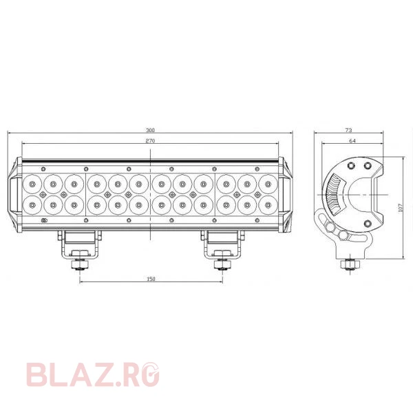 A doua imagine a Bară LED 72W / 30cm / 6200 lumeni Combo